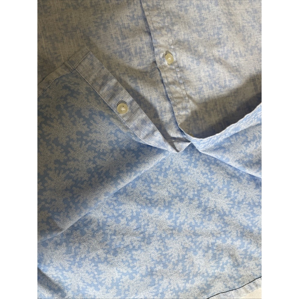 Tasso Elba Blue White Floral Cotton Short Sleeve Button Down Shirt Men's Size L - Picture 9 of 11
